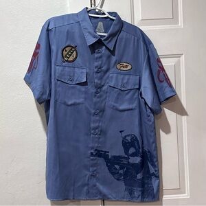 Disney Star Wars Boba Fett Button Up Shirt Men’s Size Large